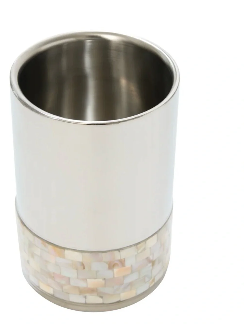 Stainless Steal & Mother-of-Pearl Wine Chiller NIB 4.7x4.7x7
